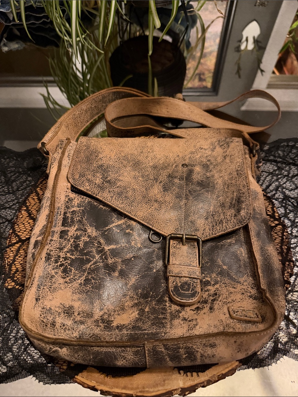 Bed Stu Leather Venice Beach Distressed Brown Leather Crossbody Bag/Purse